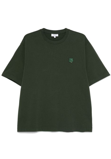 T-shirt con applicazione Bold Fox Head in verde Maison kitsuné - uomo